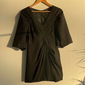 Black Vneck Cocktail Dress with Pleated Details Size 4